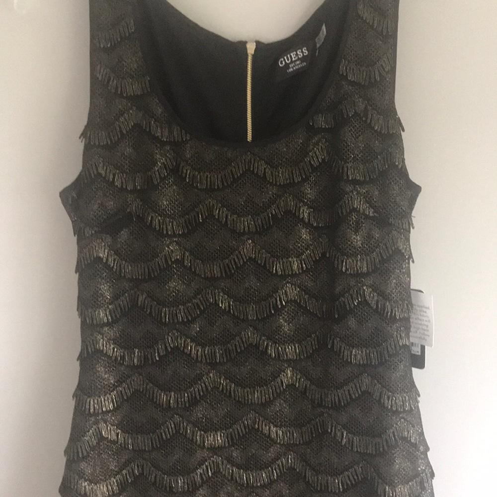 Black and gold cocktail dress by GUESS